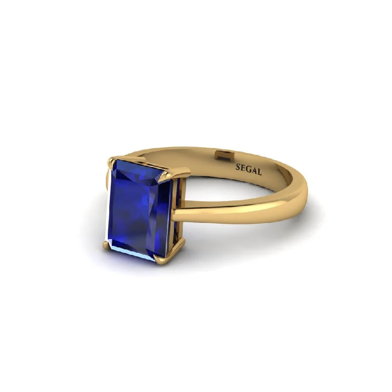 Customizable Men’s Ring with Special Engraving-Emerald Cut Sapphire 14K Gold Engagement Ring - Heidi No. 13