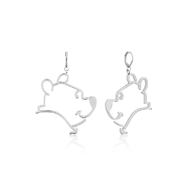 Lightweight Silver Earrings-Disney White Gold Plated Winnie The Pooh Open 60mm Drop Earrings