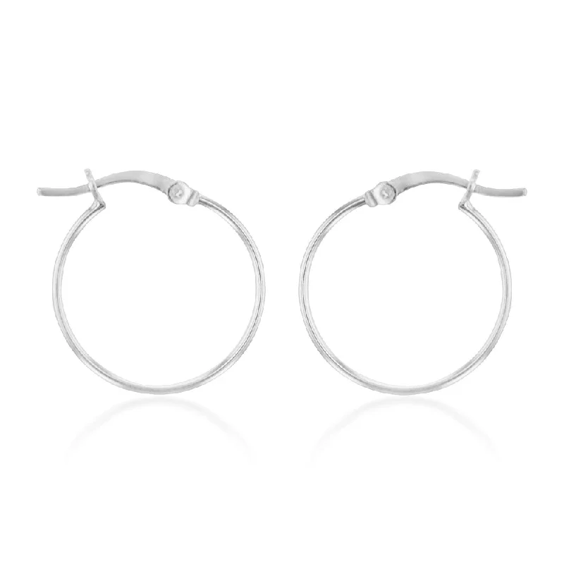 Bold Crystal Earrings for Parties-Sterling Silver Plain 20mm Hoop Earrings