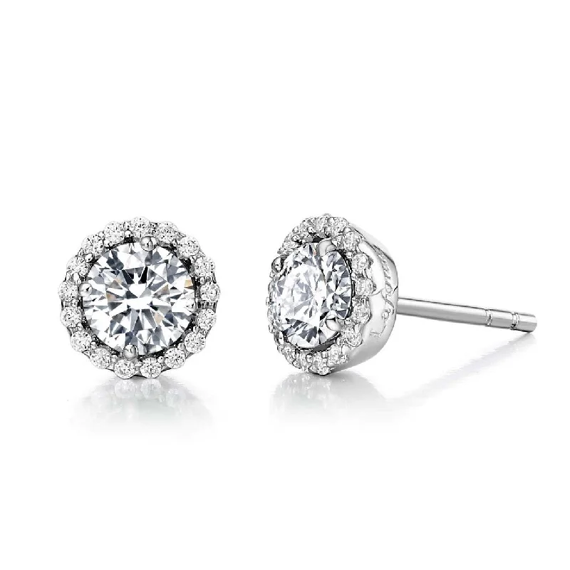 Fancy Crystal Earrings for Brides-Sterling Silver Simulated Diamond Birthstone Stud Earrings by Lafonn