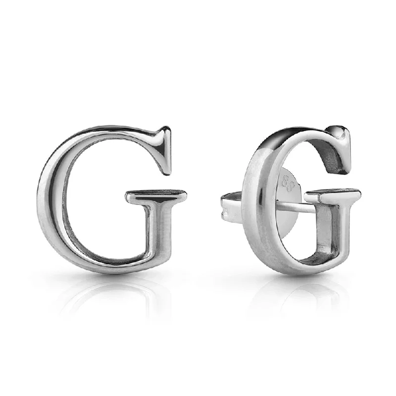 Luxury Silver Hoop Earrings for Brides-Guess Sterling Silver 12mm G Logo Stud Earrings