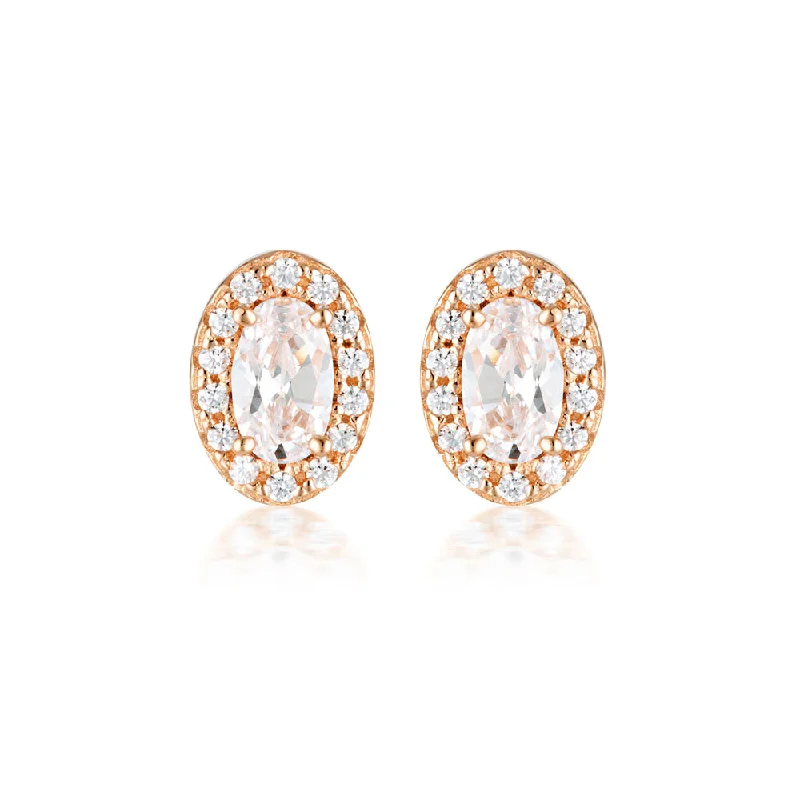 Large Crystal Earrings-Georgini Aurora Rose Gold Plated Sterling Silver Glow Earrings