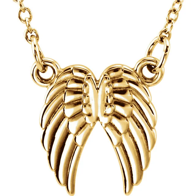 Vintage Crystal Necklace for Special Events-Tiny Posh Angel Wings Necklace - Solid Gold or Sterling Silver