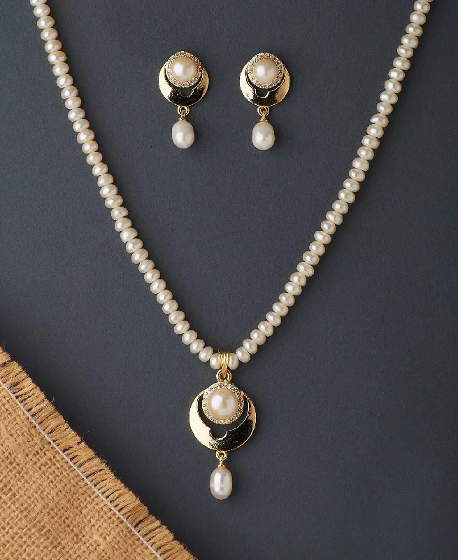 Crystal Necklace for Special Occasions-Elegant Real Pearl Necklace Set