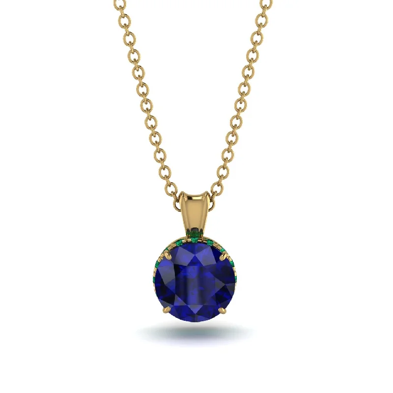 Chunky Silver Necklace for Bold Fashionistas-Sapphire Necklace With Hidden Halo - Adaline No. 28