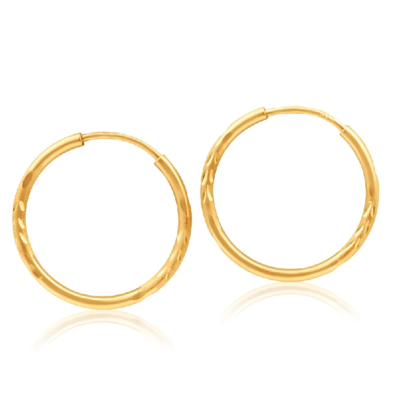 Silver Earrings with Zircon Stones-9ct Yellow Gold 13mm Hoop Earrings