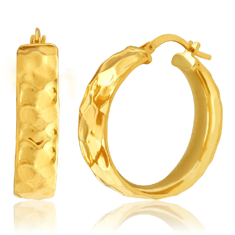 Large Gemstone Earrings for Evening Wear-9ct Yellow Gold Silver Filled 20mm Hoop Earrings