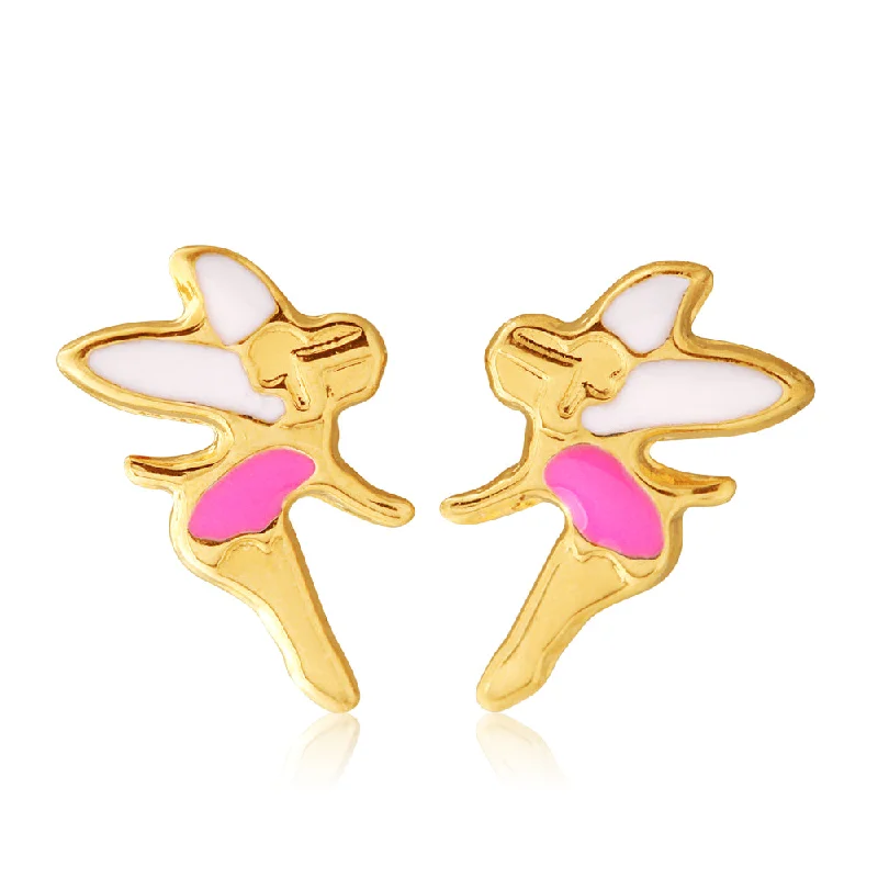 Stylish Gemstone Earrings for Parties-9ct Yellow Gold Fairy Earrings