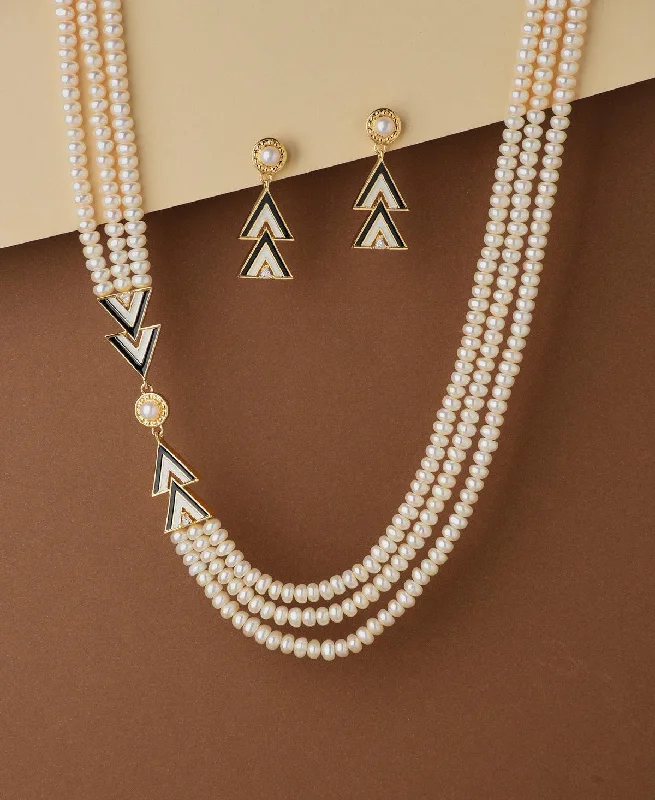 Simple Chain Necklace with Small Pendant-Exquisite Real Pearl Necklace Set