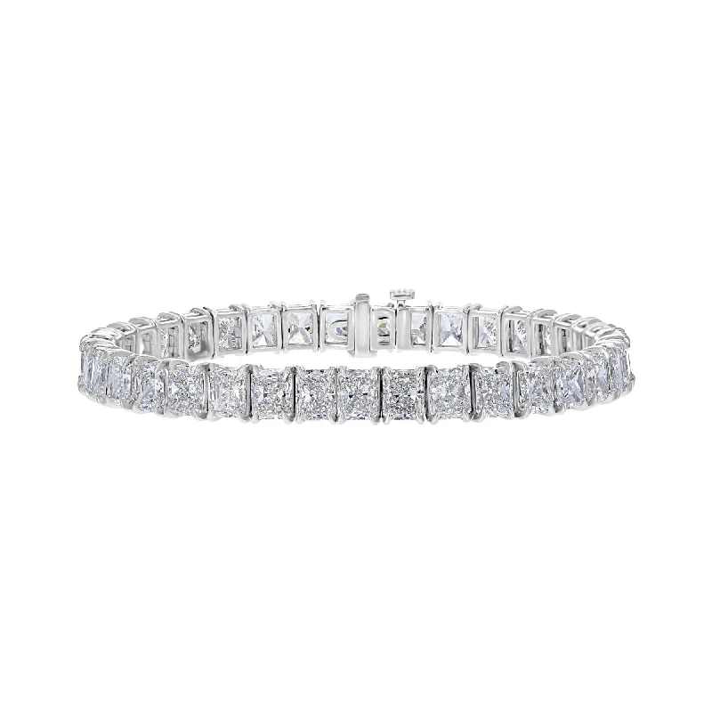 Classic Gold Bracelet with Gemstone Accents-PLATINUM 27 CTW RADIANT DIAMOND 4 PRONG TENNIS BRACELET