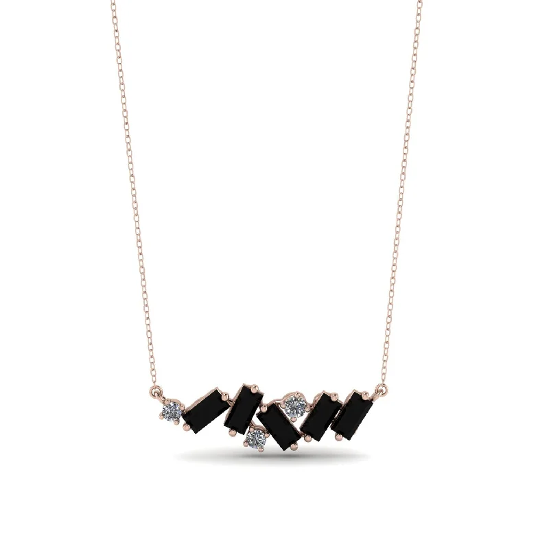 Customizable Gemstone Necklace for Daily Wear-Baguette Diamond Necklace - Arielle No. 32