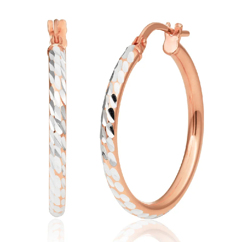 Luxury Pearl Earrings for Brides-9ct Rose Gold Silver Filled 20mm Fancy Hoop Earrings