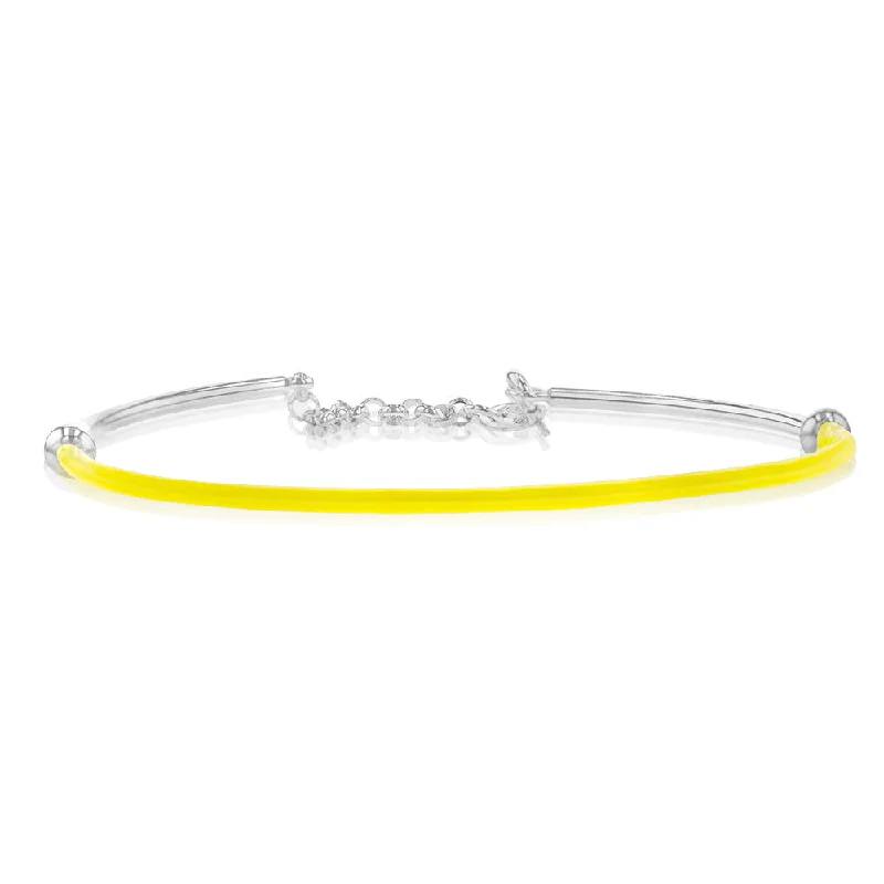 Personalized Silver Bangles for Casual Wear-Sterling Silver Bright Yellow Bangle