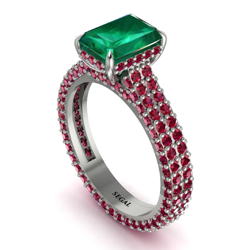 Simple Diamond Engagement Ring with Split Shank-Radiant Cut Emerald Pave Engagement Ring - Kenzie No. 51