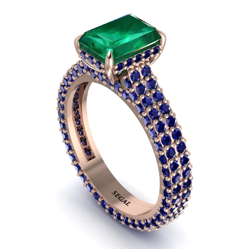 Luxury Platinum Ring for Engagement with Diamond-Radiant Cut Emerald Pave Engagement Ring - Kenzie No. 65