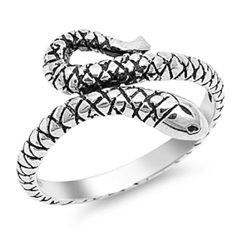 Customizable Wedding Ring Set for Brides and Grooms-Sterling Silver Snake Ring