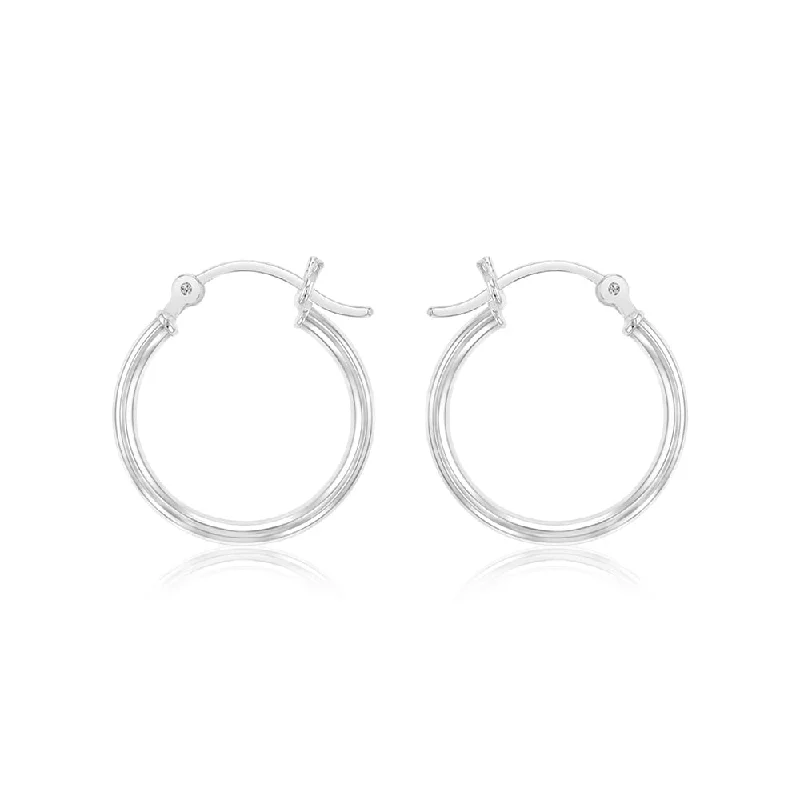 Large Hoop Earrings for Parties-Sterling Silver Plain Round 20mm Hoop Earrings