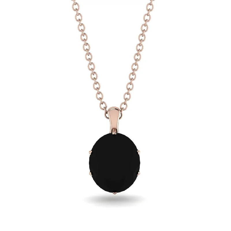 Handcrafted Gemstone Necklace for Casual Style-Oval Black Diamond Hidden Halo Necklace - Gemma No. 8