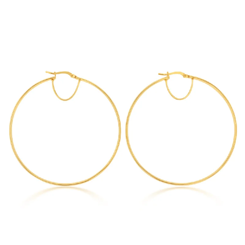 Minimalist Gold Earrings for Brides-9ct Silverfilled Yellow Gold Plain 50mm Hoop Earrings