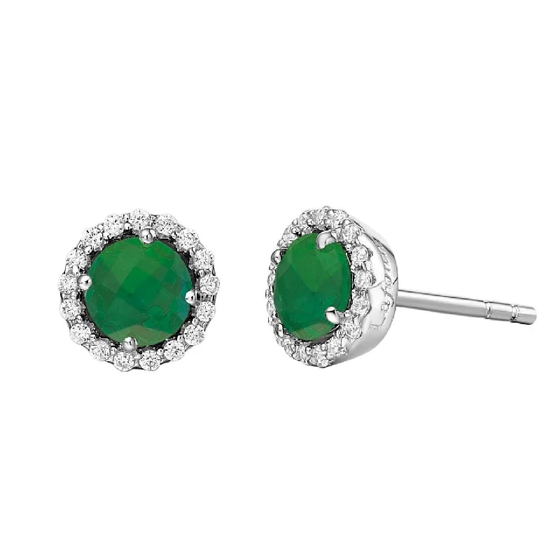 Silver and Pearl Earrings-Sterling Silver Simulated Emerald Birthstone Earrings by Lafonn