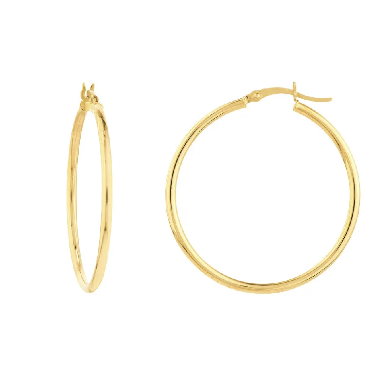 Fancy Drop Earrings for Special Events-14K Yellow Gold 2x35MM Hoop Earrings