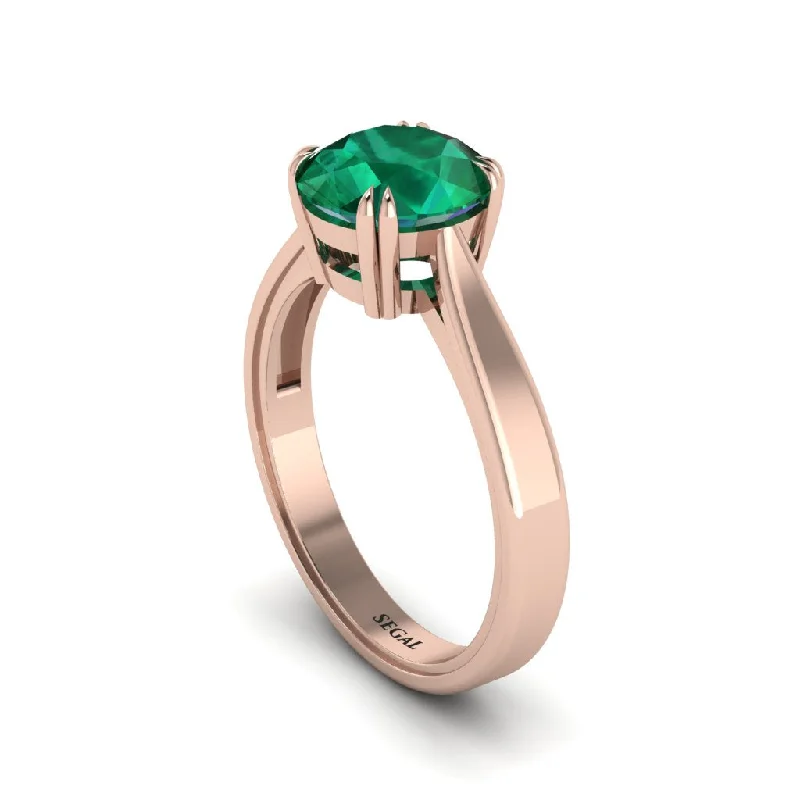 Classic Men’s Wedding Ring with Diamond Accents-Emerald 14K Gold Solitaire Engagement Ring - Allie No. 5