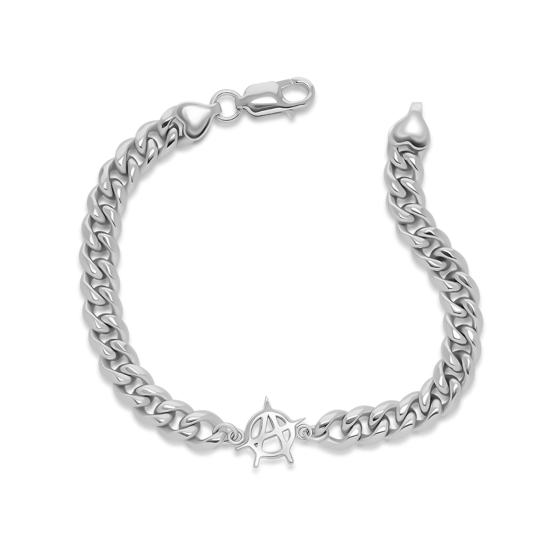 Custom Silver Bracelet with Birthstone Charms-ANARCHY CUBAN BRACELET