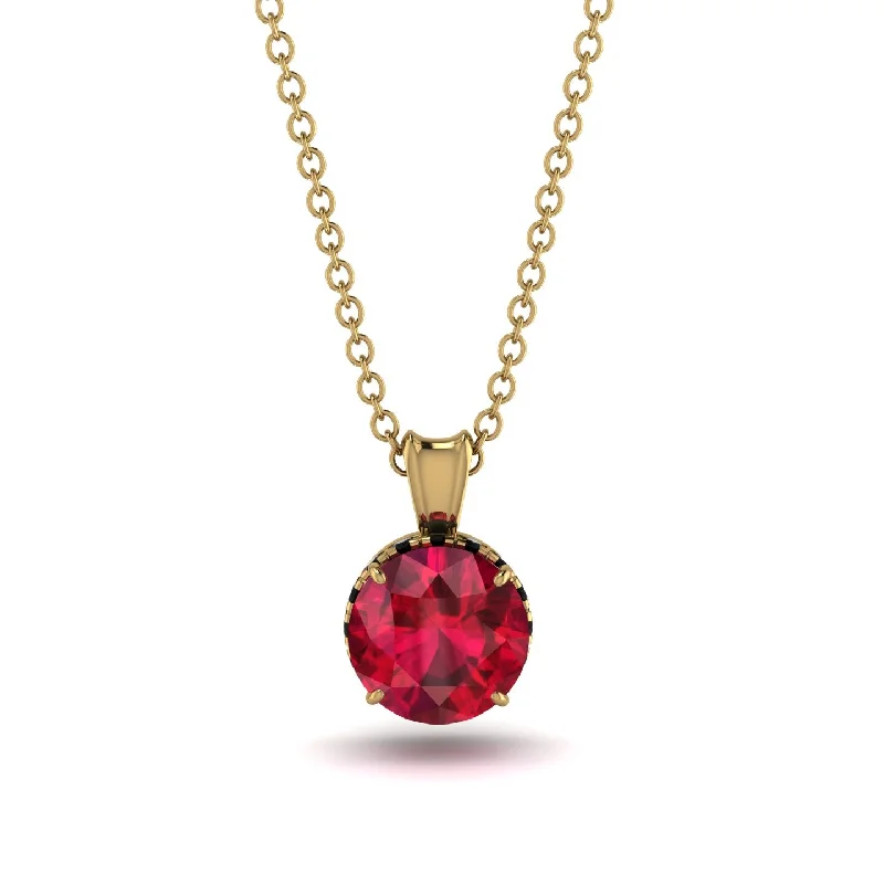 Crystal Necklace for Special Occasions-Ruby Necklace With Hidden Halo - Adaline No. 40