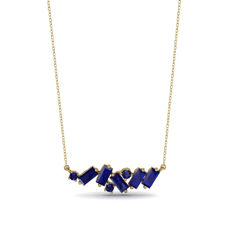 Customizable Nameplate Necklace for Gift-Baguette Sapphire Necklace - Arielle No. 73