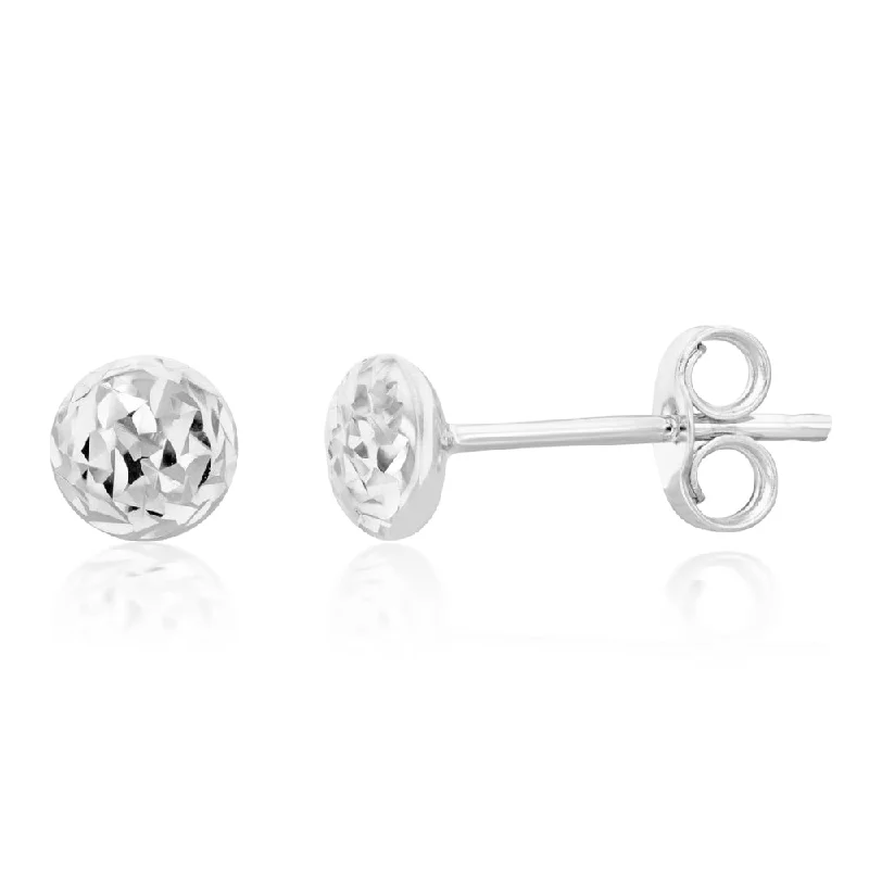 Elegant Stud Earrings with Diamonds-9ct White Gold Diamond Cut 4.5mm Stud Earrings