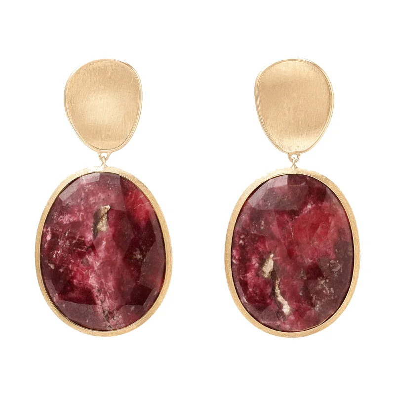 Lightweight Silver Earrings-Marco Bicego 18K Yellow Gold Lunaria Double Drop Thulite Earrings