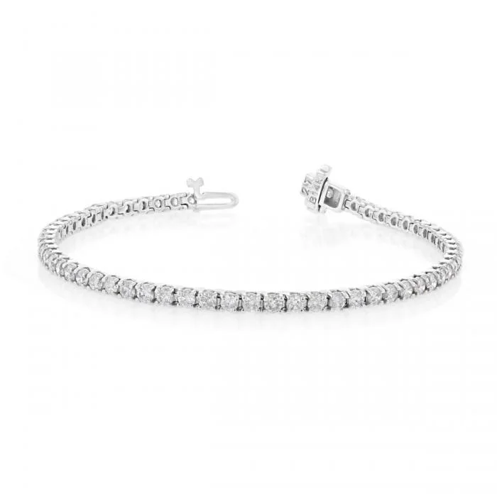 Trendy Silver Bracelet with Unique Charms-14KT GOLD 4 CARAT ROUND DIAMOND TENNIS BRACELET