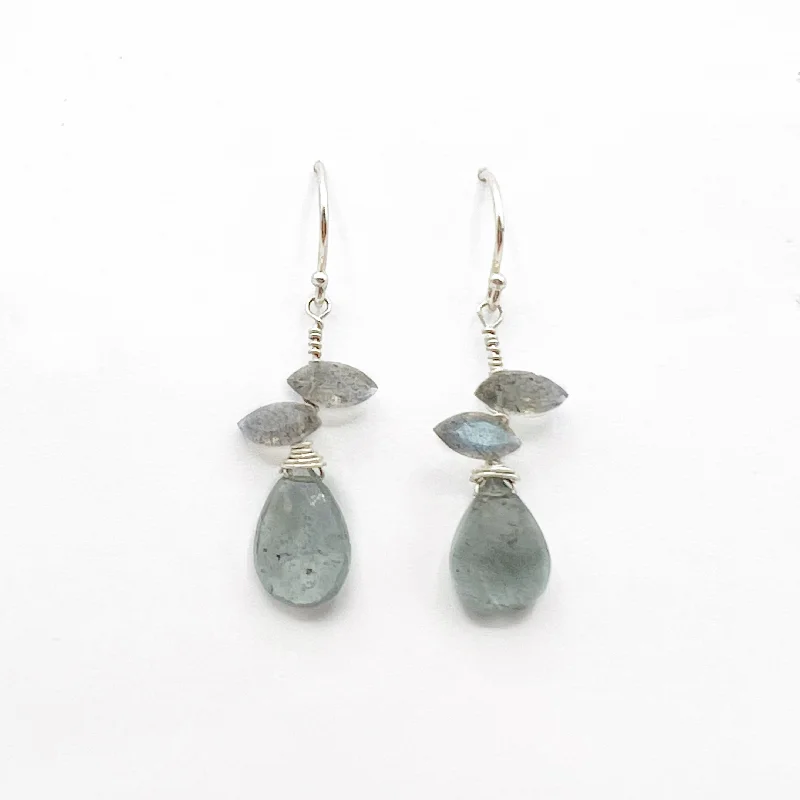 Stunning Drop Earrings with Pearls-Raindrop Labradorites