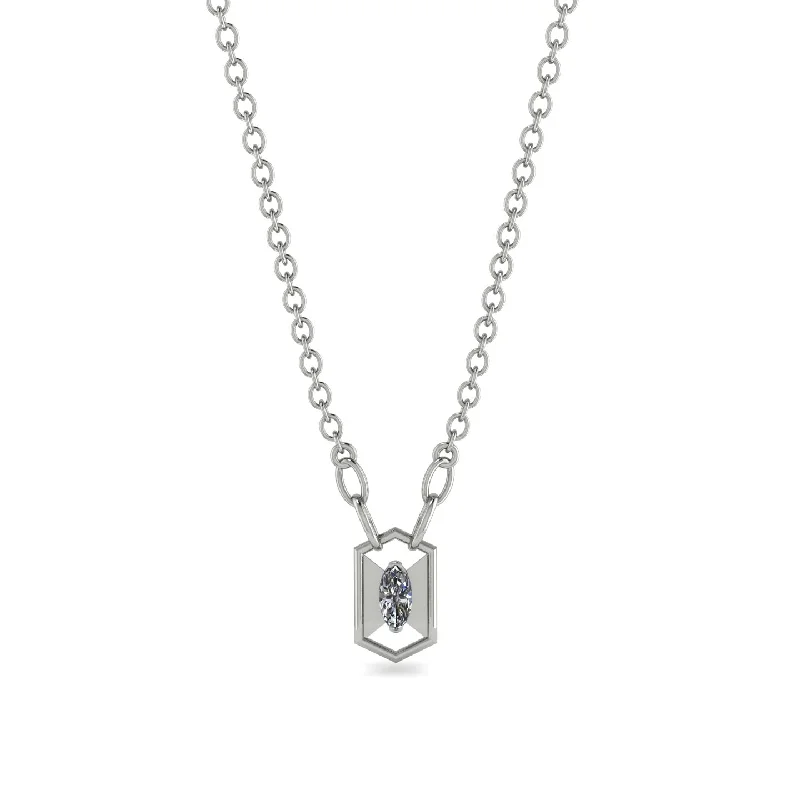 Classic Pendant Necklace with Diamond Accents-Marquise Diamond Geometrical Necklace - Aleena No. 3