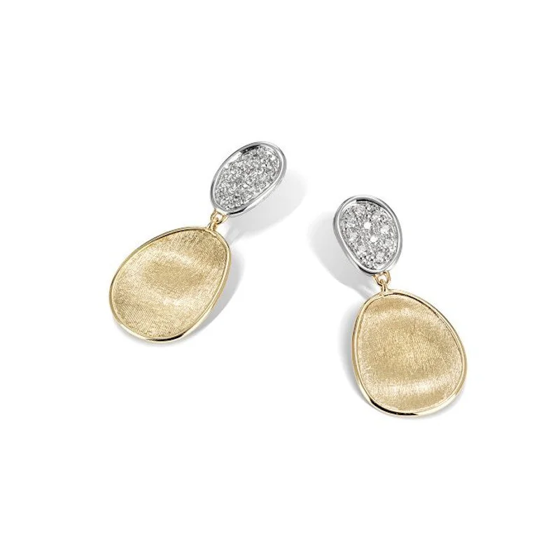 Minimalist Hoop Earrings for Casual Look-Marco Bicego 18k Yellow Gold Lunaria Petite Double Drop Diamond Earrings