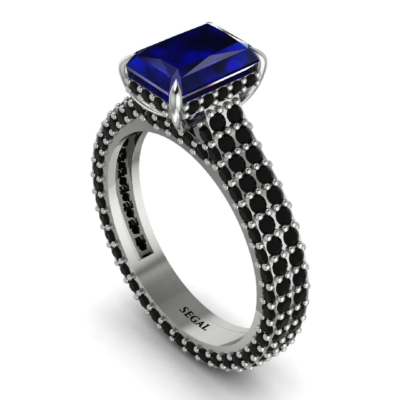 Customizable Engagement Ring with Multiple Stones-Radiant Cut Sapphire Pave Engagement Ring - Kenzie No. 45