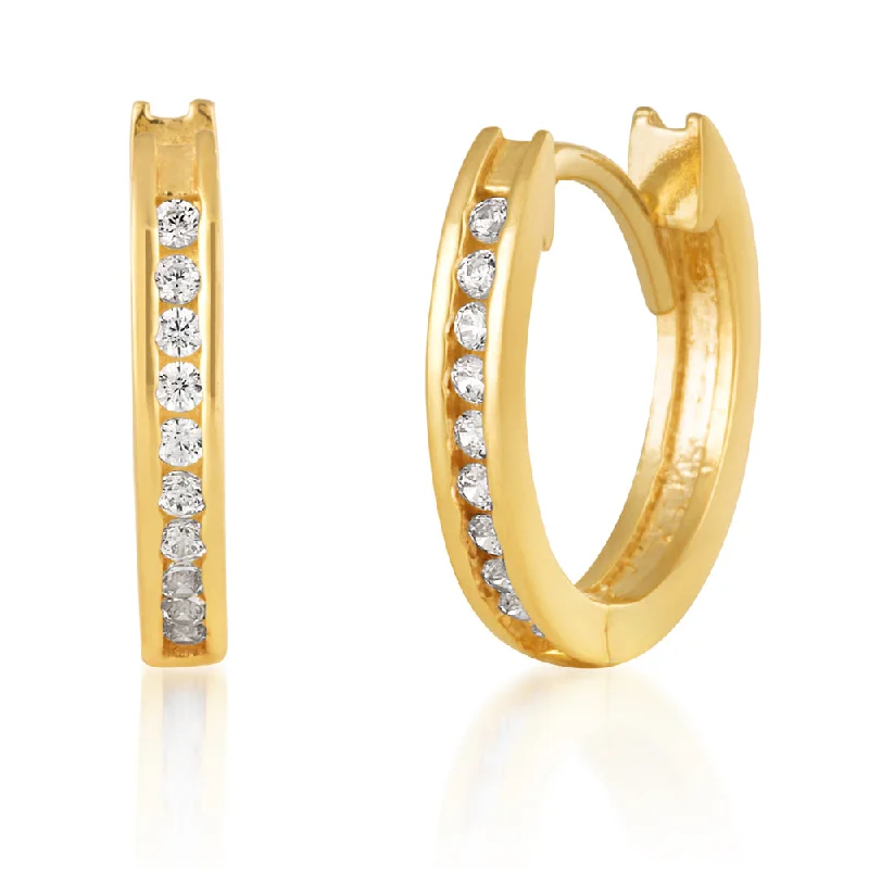 Bold Silver Earrings for Fashionistas-9ct Yellow Gold Zirconia Hoop Earrings