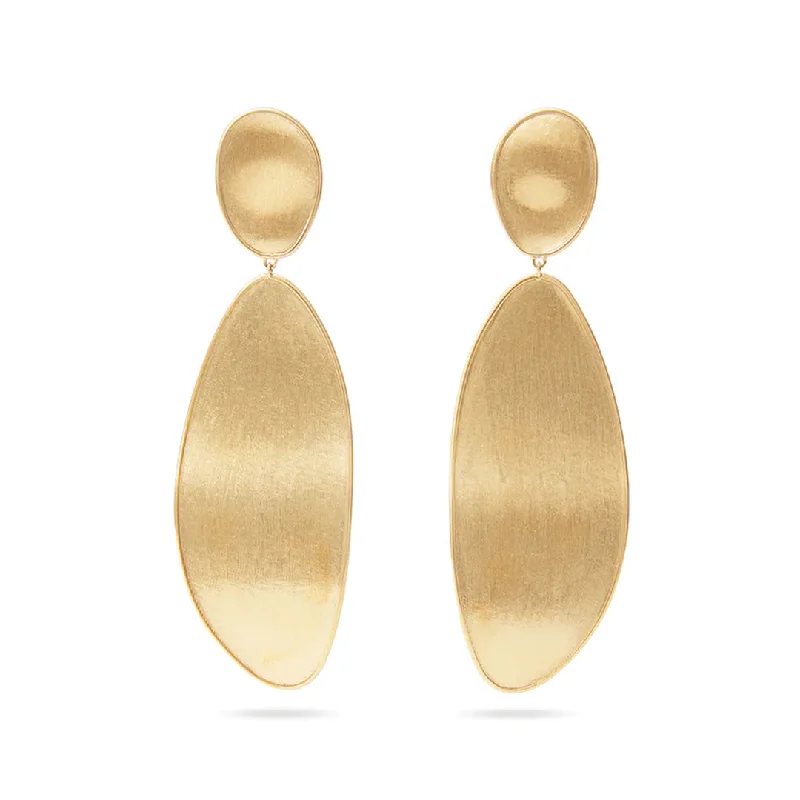 Handmade Gold Earrings for Bridesmaids-Marco Bicego Lunaria Collection 18K Yellow Gold Elongated Double Drop Earrings