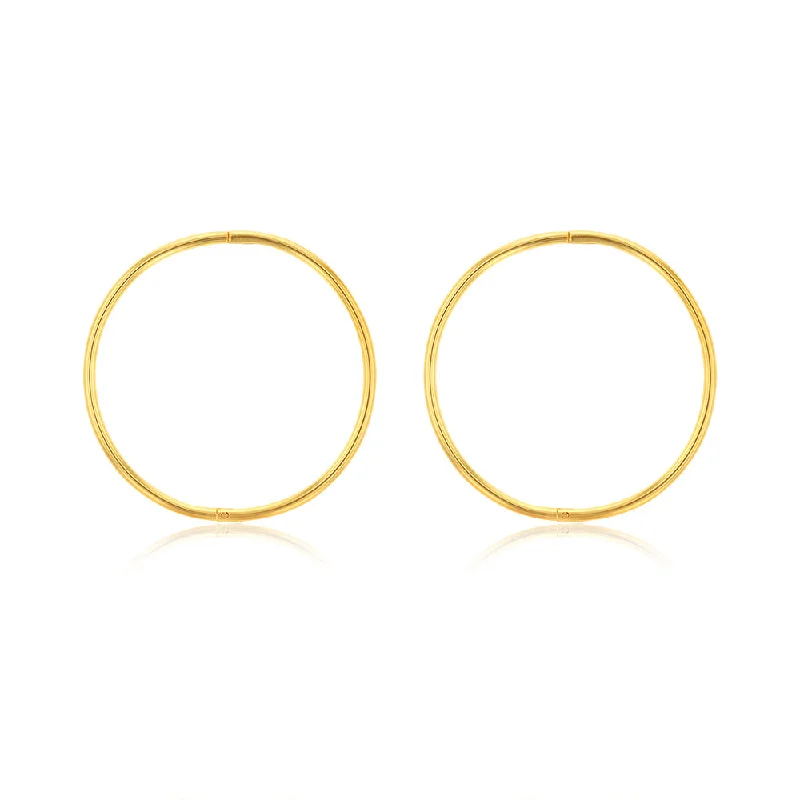 Geometric Hoop Earrings for Fashion-Sterling Silver Gold Plated Plain 25mm Sleeper Earrings