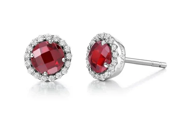 Large Dangle Earrings with Crystals-Sterling Silver Garnet Birthstone Stud Earrings by Lafonn