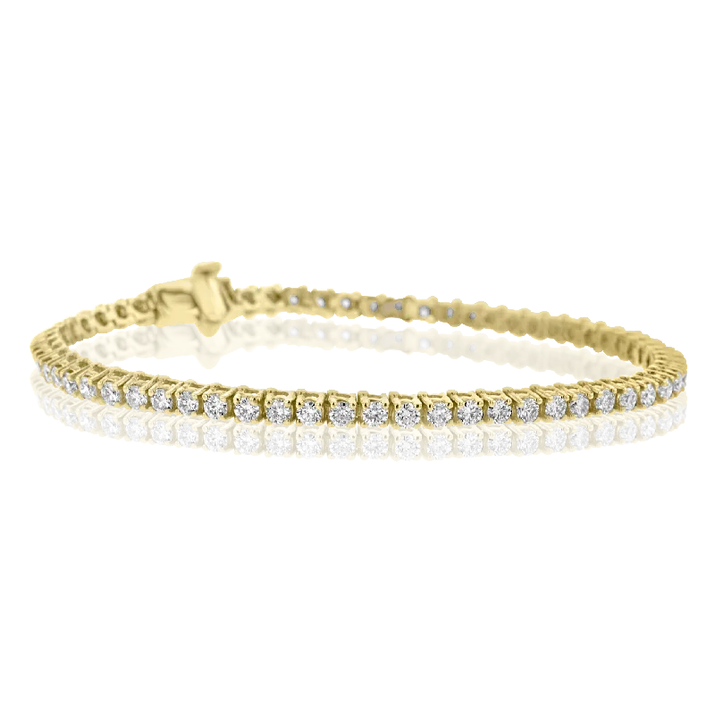 Elegant Silver Bracelet with Personalized Symbols-14K YELLOW GOLD 3.14CT DIAMOND TENNIS BRACELET