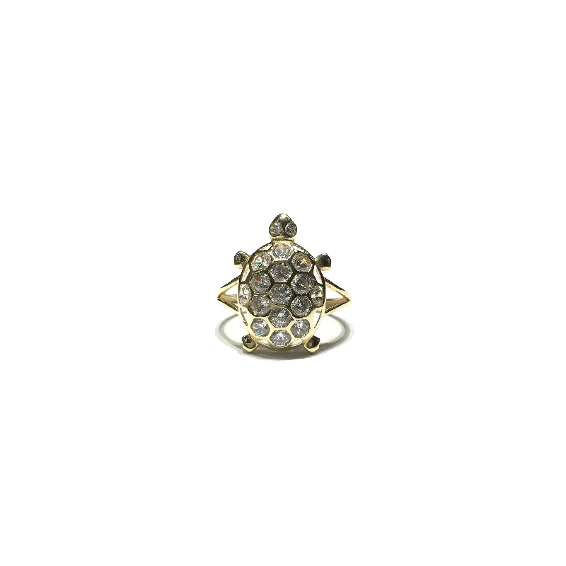 Classic Wedding Ring with Sapphire and Diamond Inlay-April Birthstone Turtle CZ Ring (14K)