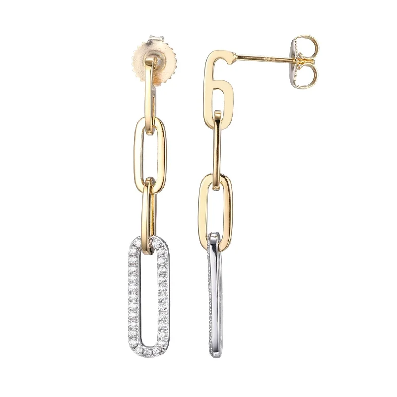 Crystal Drop Earrings for Parties-Paper Clip Collection Two Tone Post Earrings