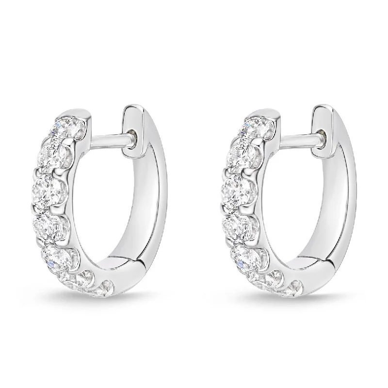 Large Gemstone Stud Earrings-Memoire 18k White Gold 12MM Odessa Diamond Hoop Earrings