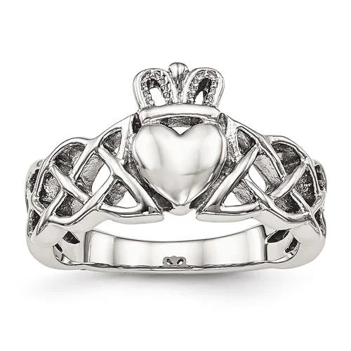 Simple Wedding Band with Personal Engraving-Stainless Steel Celtic Knot Claddagh Ring