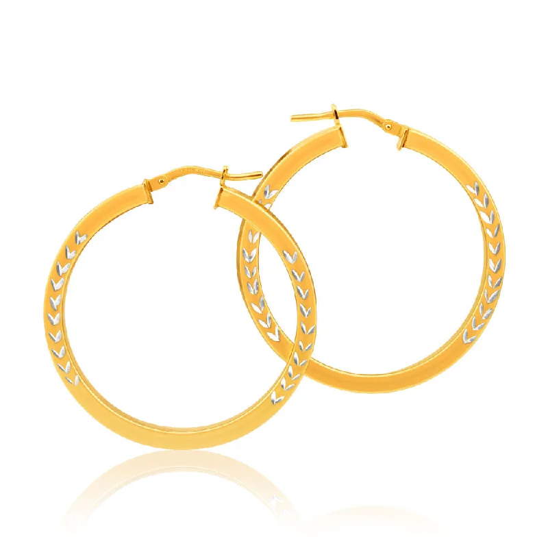 Personalized Silver Hoop Earrings for Women-9ct Yellow Gold Silver Filled Square Two Tone Hoop Earrings in 30mm